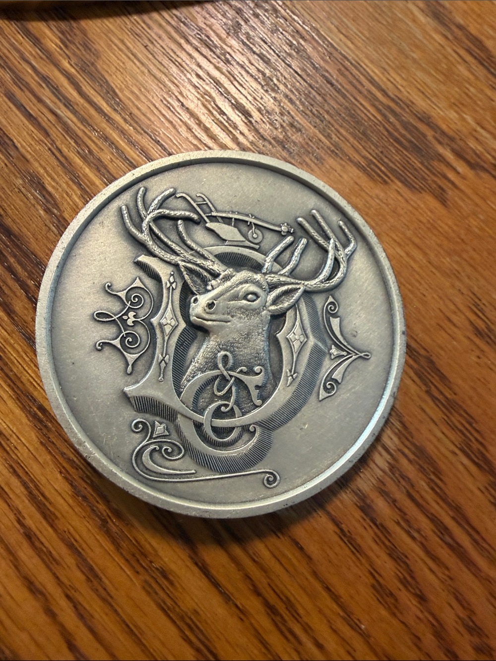 John Deere Silver Metal Stag belt buckle